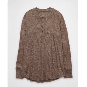 American Eagle Outfitters Plush Long Sleeve Henley Top
